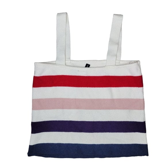 moon & madison striped tank top size large white red blue pink - Picture 2 of 3